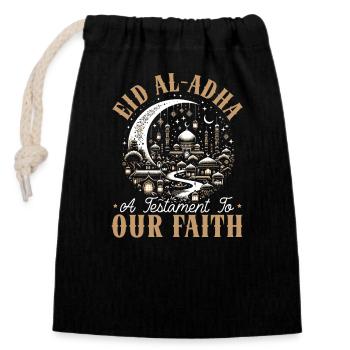 Happy Eid Al Adha, Islamic holiday, Islam - Closable cotton gift bag (14x20cm) - black - Front