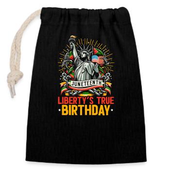 Juneteenth 1865 Liberté Afro-Américain - Sac cadeau en coton avec cordon (14 x 20 cm) - noir - Devant