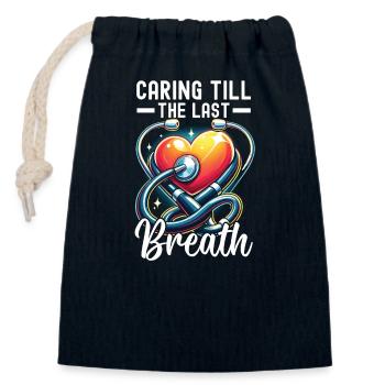 Infirmière en soins palliatifs, formée - Sac cadeau en coton avec cordon (14 x 20 cm) - bleu marine - Devant