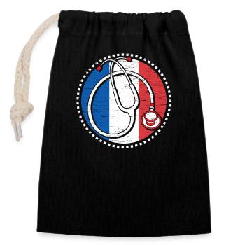Infirmière Française, Infirmière Diplômée - Sac cadeau en coton avec cordon (14 x 20 cm) - noir - Devant