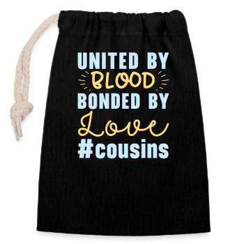 Cousin crew, best cousin ever, - Closable cotton gift bag (14x20cm) - black - Front