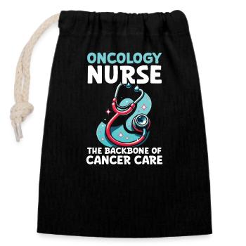 Oncology Nurse, Trained - Closable cotton gift bag (14x20cm) - black - Front