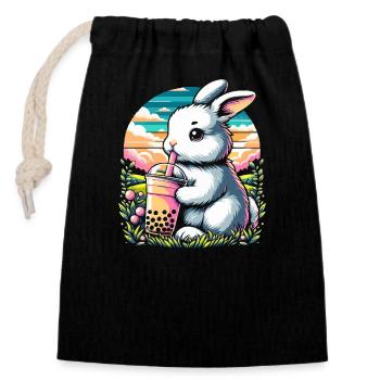 Funny Boba Tea Lover Bubble Tea Drink - Closable cotton gift bag (14x20cm) - black - Front