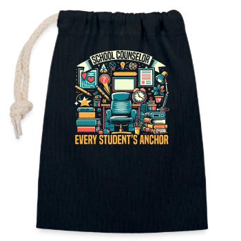 School Counselor Job Work Career Counseling - Closable cotton gift bag (14x20cm) - navy - Front