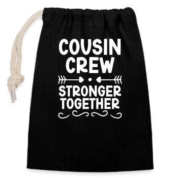 Cousin crew, best cousin ever, - Closable cotton gift bag (14x20cm) - black - Front