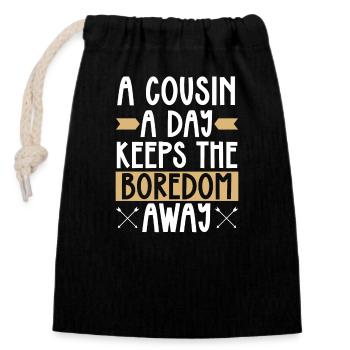 Cousin crew, best cousin ever, - Closable cotton gift bag (14x20cm) - black - Front
