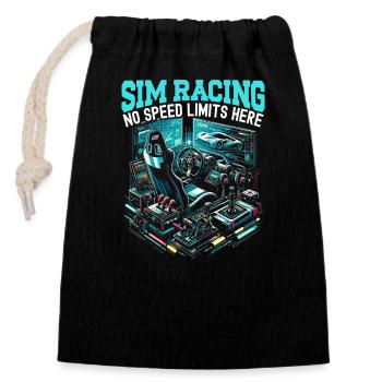 Sim Racing Sirm Racer Racing Simulator Sim Racing - Closable cotton gift bag (14x20cm) - black - Front