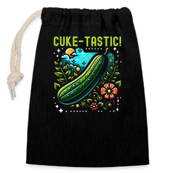 Drôle de concombre végétalien amateur de légumes végétarien - Sac cadeau en coton avec cordon (14 x 20 cm) - noir - Devant
