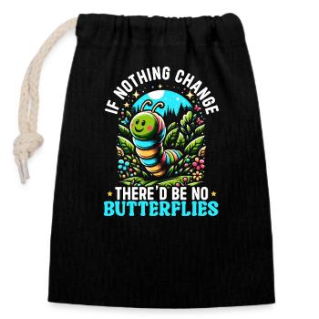 Cute Worm Butterfly Caterpillar - Closable cotton gift bag (14x20cm) - black - Front