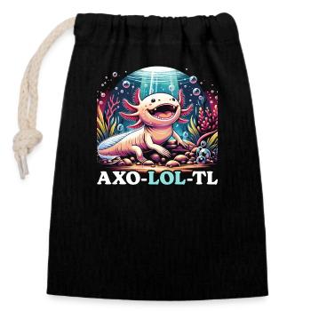 Kawaii Axolotl Walking Fish Mexikanischer - Verschließbarer Geschenkbeutel aus Baumwolle (14x20cm) - Schwarz - Vorne