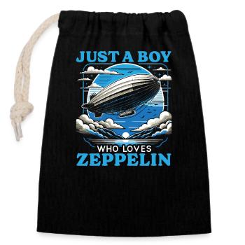 Zeppelin pour les garçons - Sac cadeau en coton avec cordon (14 x 20 cm) - noir - Devant