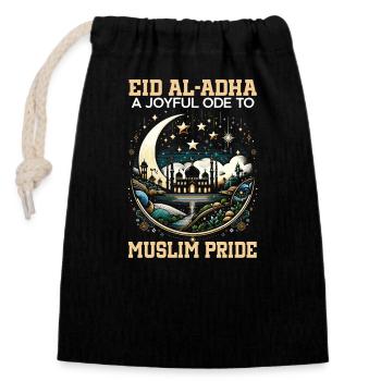 Happy Eid Al Adha, Islamic Holiday, Islam - Closable cotton gift bag (14x20cm) - black - Front