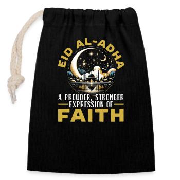 Happy Eid Al Adha, Islamic holiday, Islam - Closable cotton gift bag (14x20cm) - black - Front