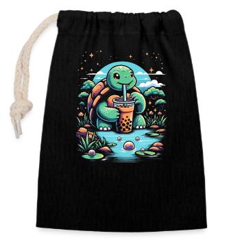 Lustiger Boba-teeliebhaber Bubble Tea Drink Kawaii - Verschließbarer Geschenkbeutel aus Baumwolle (14x20cm) - Schwarz - Vorne