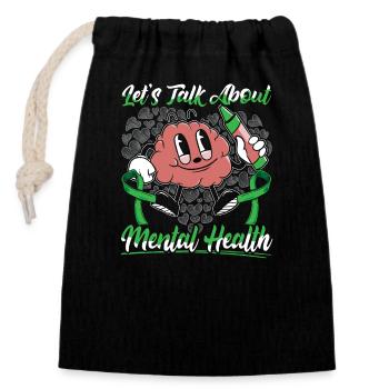 Sensibilisation à la santé mentale - Sac cadeau en coton avec cordon (14 x 20 cm) - noir - Devant