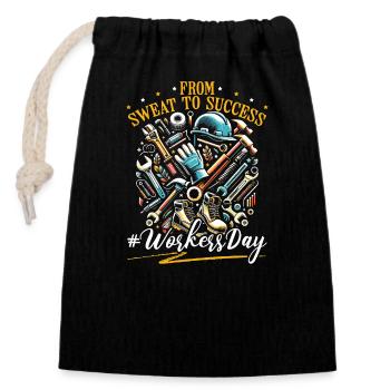 Happy Labor Holidays to International - Closable cotton gift bag (14x20cm) - black - Front