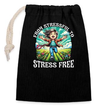 Trouble de stress, santé mentale, - Sac cadeau en coton avec cordon (14 x 20 cm) - noir - Devant