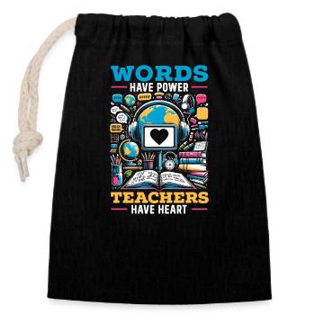 Ell-teacher enseignant à l’apprenant de l’anglais - Sac cadeau en coton avec cordon (14 x 20 cm) - noir - Devant