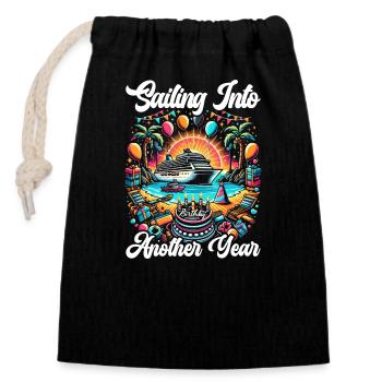 Cruise Ship Cruise Boat Trip - Closable cotton gift bag (14x20cm) - black - Front