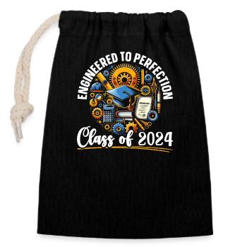 Graduate engineering graduation class 2024 - Closable cotton gift bag (14x20cm) - black - Front