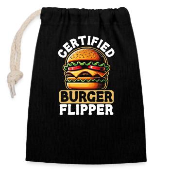 Hamburger-fast-food-burger-liebhaber-feinschmecker - Verschließbarer Geschenkbeutel aus Baumwolle (14x20cm) - Schwarz - Vorne