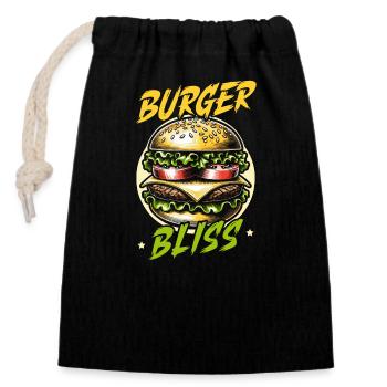 Hamburger-fast-food-burger-liebhaber-feinschmecker - Verschließbarer Geschenkbeutel aus Baumwolle (14x20cm) - Schwarz - Vorne