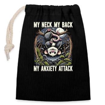 Drôle d’opossum amoureux des animaux sauvages chat poubelle - Sac cadeau en coton avec cordon (14 x 20 cm) - noir - Devant