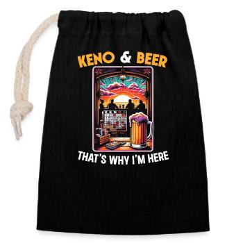 Keno Gambling Casino Game Lover Lottery Players - Closable cotton gift bag (14x20cm) - black - Front