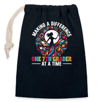 Teacher Training for the 7th Grade School - Closable cotton gift bag (14x20cm) - navy - Front