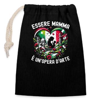 Fête des mères meilleur cadeau maman Italie - Sac cadeau en coton avec cordon (14 x 20 cm) - noir - Devant