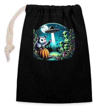 Funny possum wildlife animal lover garbage cat - Closable cotton gift bag (14x20cm) - black - Front