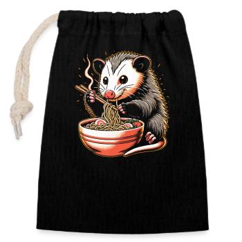 Funny possum animal lover garbage cat - Closable cotton gift bag (14x20cm) - black - Front