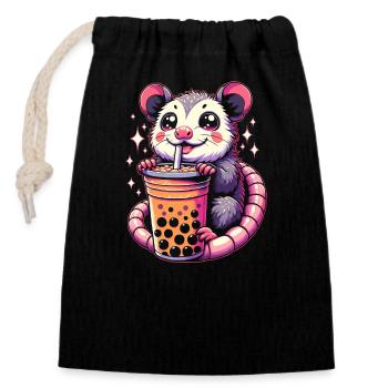 Funny Opossum Wildlife Animal Lover Opossum - Closable cotton gift bag (14x20cm) - black - Front