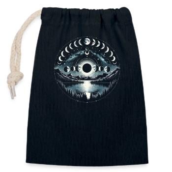 Phases de la Lune Symbole Astronomie Astrologie Pleine Lune - Sac cadeau en coton avec cordon (14 x 20 cm) - bleu marine - Devant