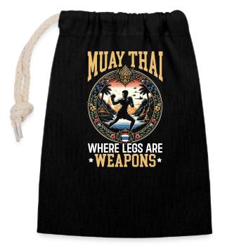 Muay Thai Fighter Kickboxing Kickboxer Thaïlande - Sac cadeau en coton avec cordon (14 x 20 cm) - noir - Devant