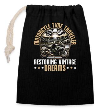 Funny motorcycle lover riding motorcycle. - Closable cotton gift bag (14x20cm) - black - Front