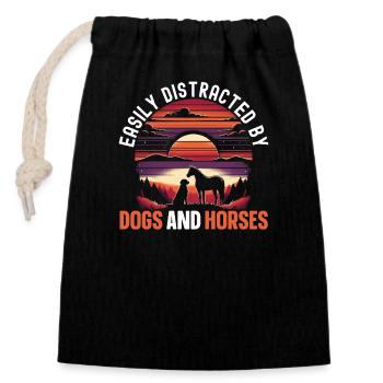 Horses & Dogs Animal Horse Lovers - Closable cotton gift bag (14x20cm) - black - Front