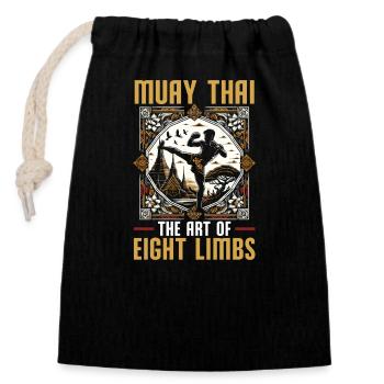 Muay Thai Fighter Kickboxing Kickboxer Thaïlande - Sac cadeau en coton avec cordon (14 x 20 cm) - noir - Devant