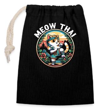 Muay Thai Fighter Kickboxing Kickboxer Thaïlande - Sac cadeau en coton avec cordon (14 x 20 cm) - noir - Devant
