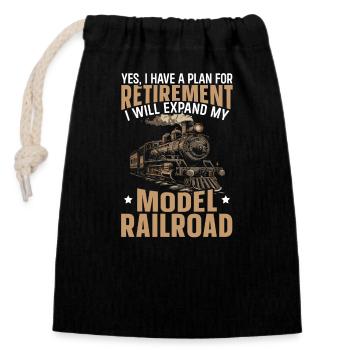 Model railway - Closable cotton gift bag (14x20cm) - black - Front