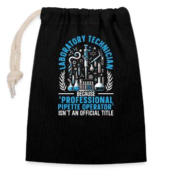 Funny Lab Technician Biotechnologist Biologist - Closable cotton gift bag (14x20cm) - black - Front