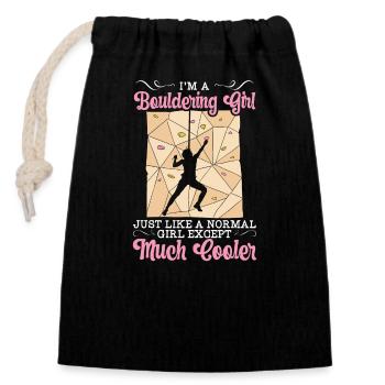 Bouldering Girl Bouldering Climbing Gift - Closable cotton gift bag (14x20cm) - black - Front