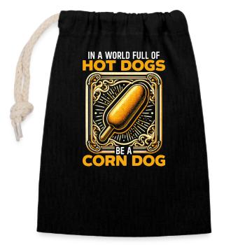 Corn Dog Lover Fast Food Sausages Corndog - Closable cotton gift bag (14x20cm) - black - Front