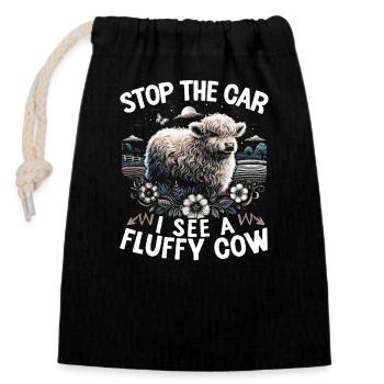 Fluffy Cow Highland Cow Bison - Closable cotton gift bag (14x20cm) - black - Front
