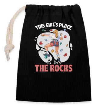 Bouldering Girl Bouldering Climbing Gift - Closable cotton gift bag (14x20cm) - black - Front