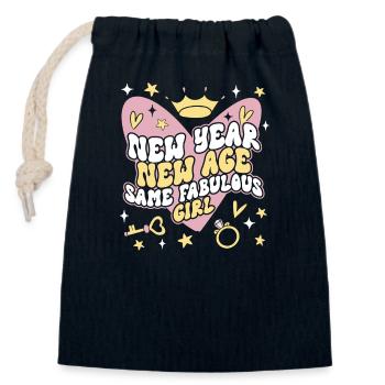 Happy Birthday, Celebrating Bday party, - Closable cotton gift bag (14x20cm) - navy - Front