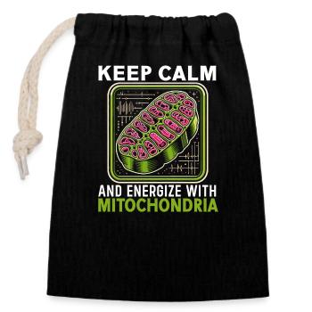 Funny Mitochondrial Energy Biology Teacher - Closable cotton gift bag (14x20cm) - black - Front