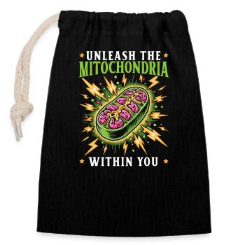 Funny Mitochondrial Energy Biology Teacher - Closable cotton gift bag (14x20cm) - black - Front