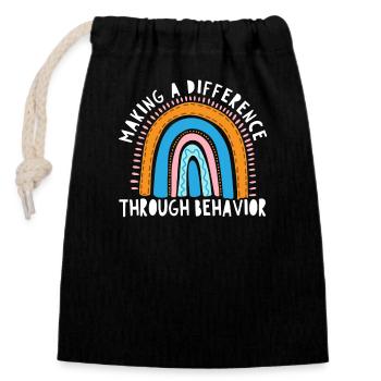 Aba therapist Behavior analyst Psychologist - Closable cotton gift bag (14x20cm) - black - Front