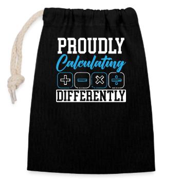 Cute dyscalculia awareness day - Closable cotton gift bag (14x20cm) - black - Front